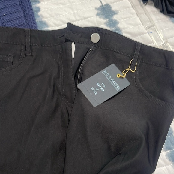 NWT Zac & Rachel black pants with Green and white trim on sides - Picture 2 of 5
